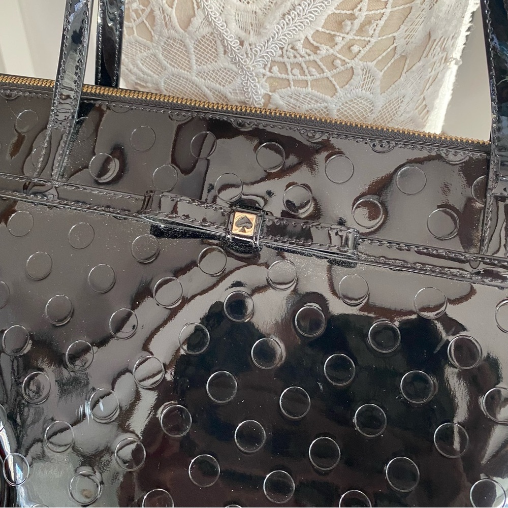 KATE SPADE ♠️ Camelia Street Sophie Black Embossed Patent Leather Tote - Picture 2 of 9